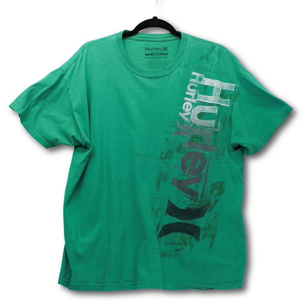 Vintage Y2K Hurley Graphic T-Shirt Mens Large Green Regular Fit Good